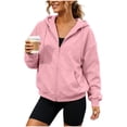 thumbnail image 3 of Royisotas Drawstring Zip Up Hoodies for Women Fall Sweatshirts Jackets Casual Comfy Tops Outfits Clothes with Pocket, 3 of 10