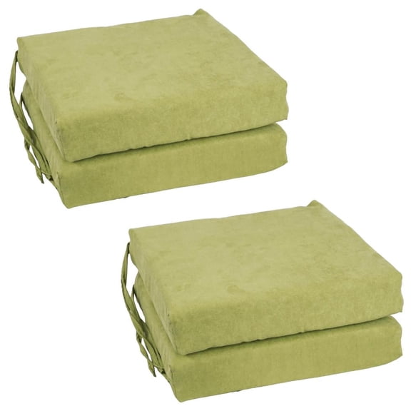 Blazing Needles 16-inch Square Solid Microsuede Chair Cushions (Set of 4) - Sage Green