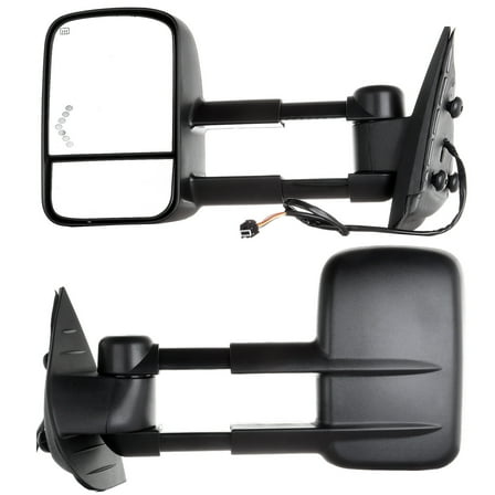 ECCPP Towing Mirrors Replacement fit for 2007-2013 Chevy/GMC Silverado/Sierra Truck Tow Mirrors Power Heated with Arrow Signal Light Driver and Passenger Side Pair(Just 07 New Body Style)