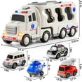 thumbnail image 4 of 5 in 1 Emergency Rescue Vehicle Carrier Truck Toys for 3-6 Year Old Boys, Friction Power Cars with Rescue Helicopter, Police Car, Fire Truck, Ambulance Car, Christmas Birthday Gifts for Girls Age 3-9, 4 of 8