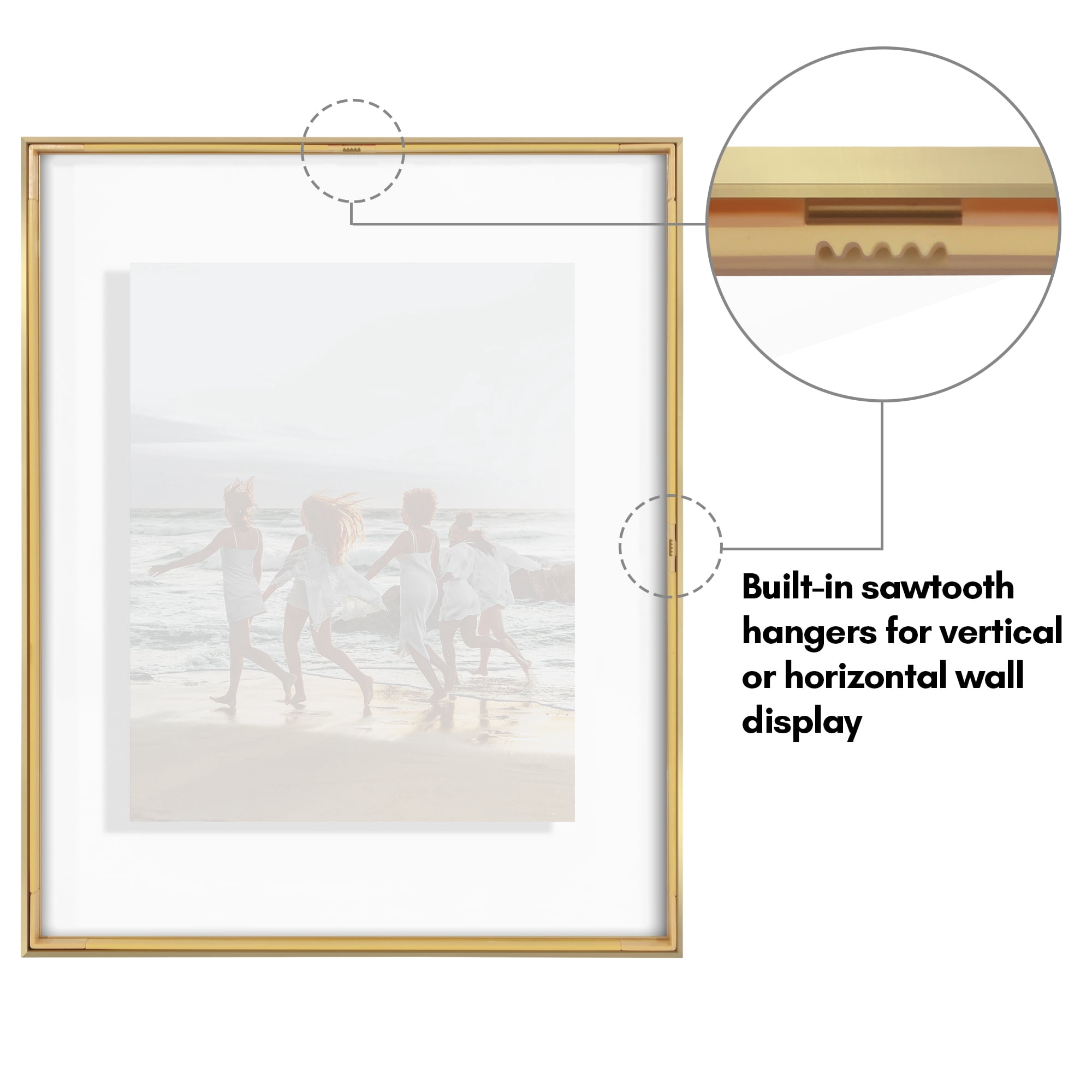 Americanflat 16x20 Picture Frame with Shatter-Resistant Glass Aluminum Floating Display Photo Signature - Gold