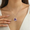 thumbnail image 2 of Juwaliy Mother Daughter Necklace 925 Sterling Silver Purple Heart Amethyst February Birthstone Pendant Jewelry Women Birthday Christmas Mother's Day Gift Idea, 2 of 6