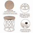 COZAYH Farmhouse Rustic Side Table, Distressed Wood Top, Round, Natural