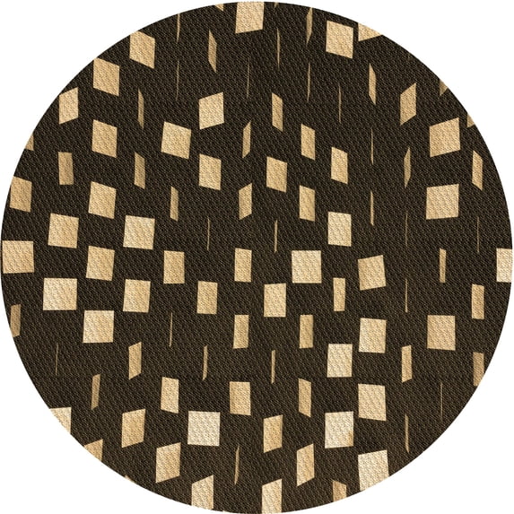 Ahgly Company Indoor Round Patterned Wood Brown Area Rugs, 3' Round
