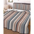 thumbnail image 3 of Quilts Queen Size, Red Blue Striped Soft Comforter Bedding Set for Bed, Boho Vintage Abstract Colorful Striped Lightweight Quilted Bedspread with Pillow Cover(2 Pieces) for All Season, 90x96 Inch, 3 of 6