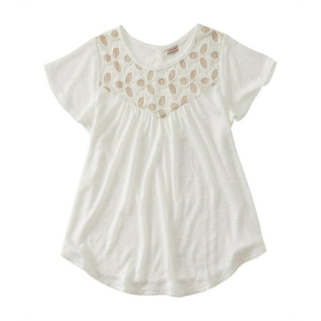 Aeropostale Womens Crochet Smock Pullover Blouse