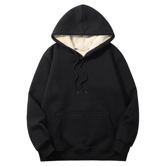 Womens Hoodies For Women Casual Winter Warm Fleece Lined Hooded Sweatshirt Thick Pullover Plus With Pockets Drawcord Hood Ribbed Cuffs Hem Polyester Spandex L Sweatshirt For Women