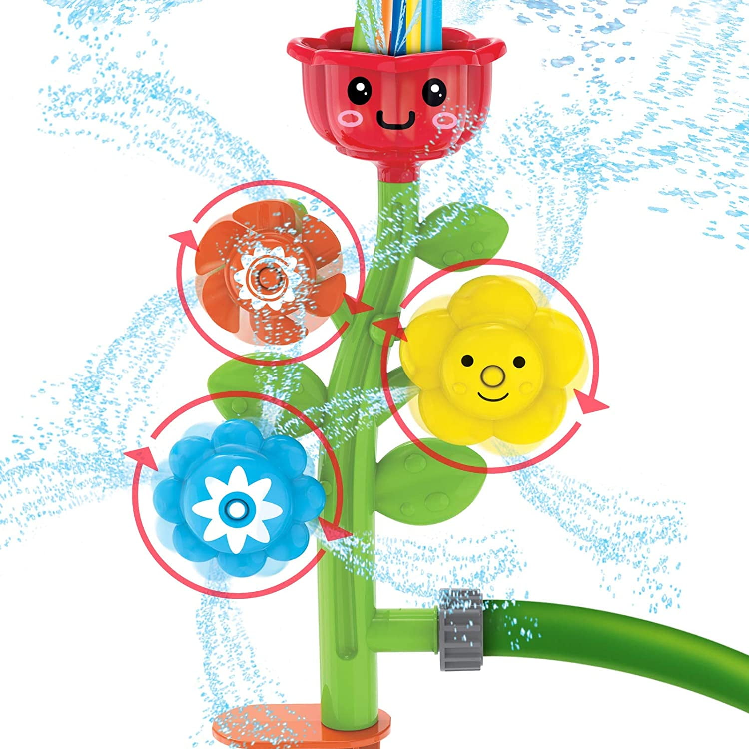 Splash Buddies Colorful Flower Sprinkler for Kids, Outdoor Summer Fun Toys, Backyard Sprinkler Game for Children, Spinning Sprinkler Toy, Attaches to Hose