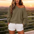thumbnail image 7 of ClodeEU Women's Off Shoulder Long Sleeve Sweatshirt,Casual Loose Solid Slant Shoulder Pullover Tops ,Women's Plus XL, 7 of 7