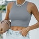 thumbnail image 3 of Túnica camisetas sin mangas para las mujeres Mujeres Sexy sin mangas de cuello Racerback recortadas Tank Tops Trendy Cute Teen Girls Neck Crop Tops Chaleco (BU1, XL), 3 of 7