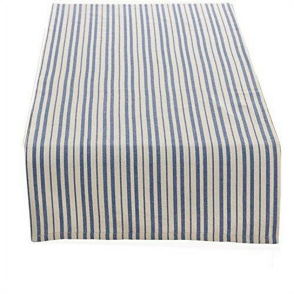 Fennco Styles Dauphine Collection Striped Design 100% Cotton Washable Table Runner 16x72 Inch for Restaurants, Indoor Family Dinner or Outdoor Picnics and Parties