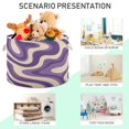 thumbnail image 4 of Round Toy Storage Basket Foldable Storage Basket for Home Decor Laundry Basket20" x 14" Purple Creamy Pattern, 4 of 6
