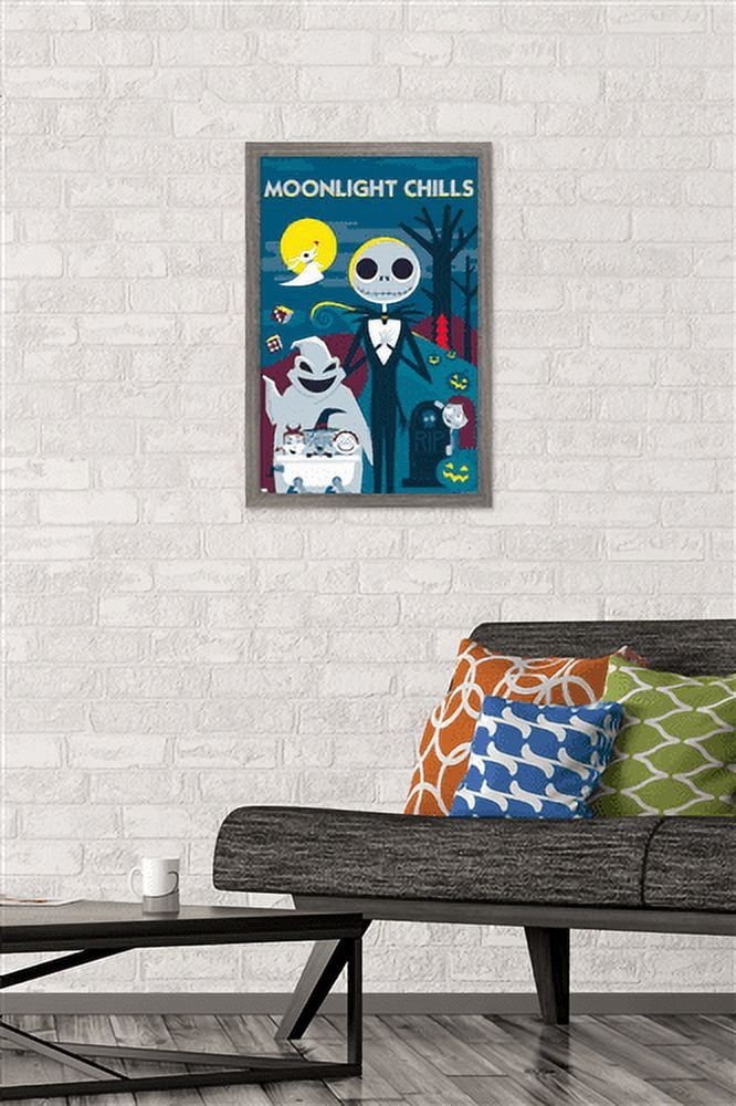 Disney Tim Burton's The Nightmare Before Christmas - Moonlight Chills Wall Poster, 14.725" x 22.375", Framed