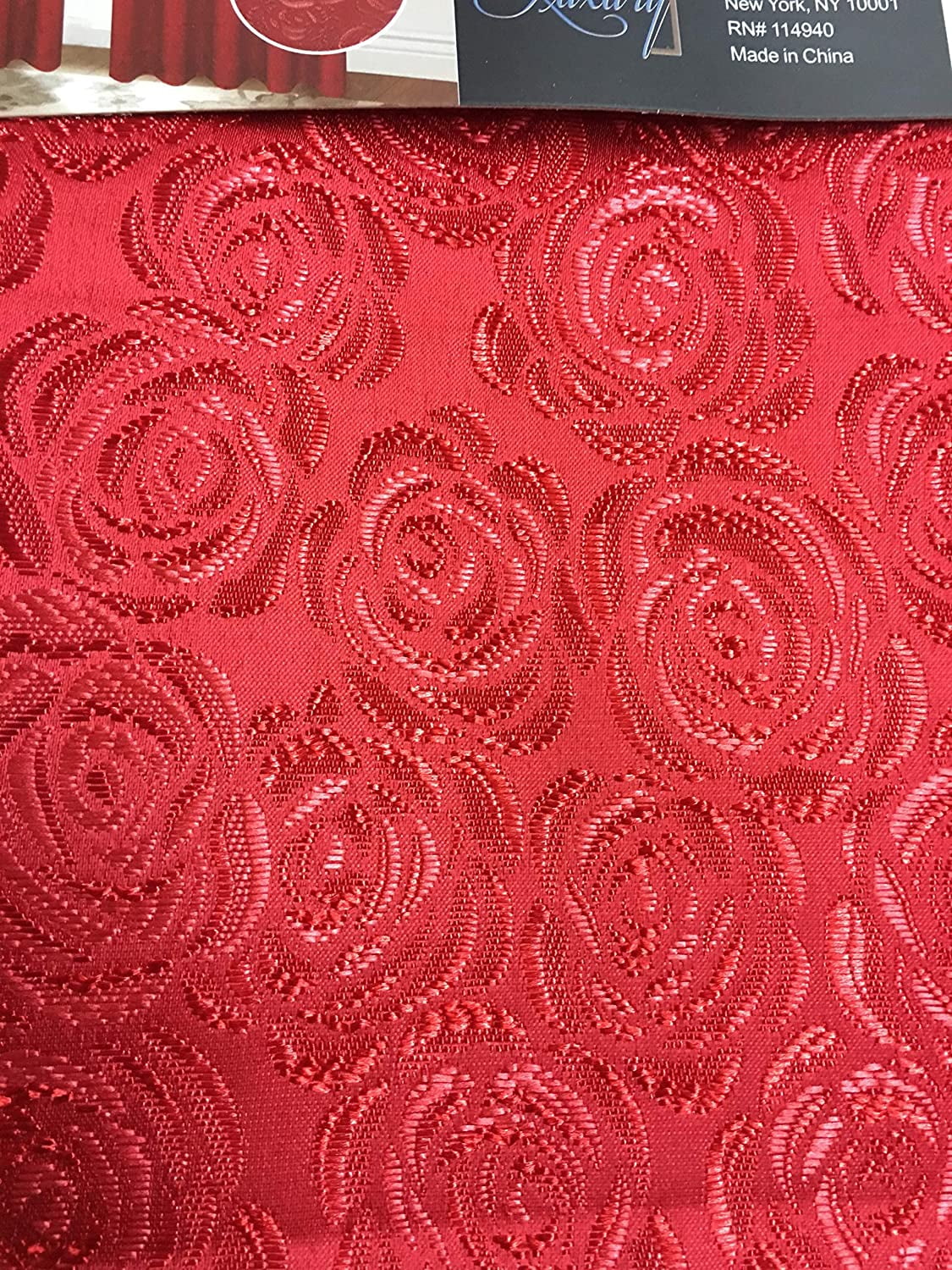 Luxury Home Textile Modern Red Damask Rod Pocket Curtain Sets, 54 x 84 in (2 Panels)