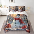 thumbnail image 2 of Manfei Cartoon Snowman Bedding Comforter Set 7pcs for Kids, Merry Christmas Gifts Full Bedding Set, White Winter Snow Fitted Sheet Flat Sheet, Lightweight Room Decor, 2 of 8