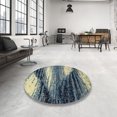 thumbnail image 4 of Ahgly Company Machine Washable Indoor Square Abstract Dark Blue Grey Blue Area Rugs, 3' Square, 4 of 7