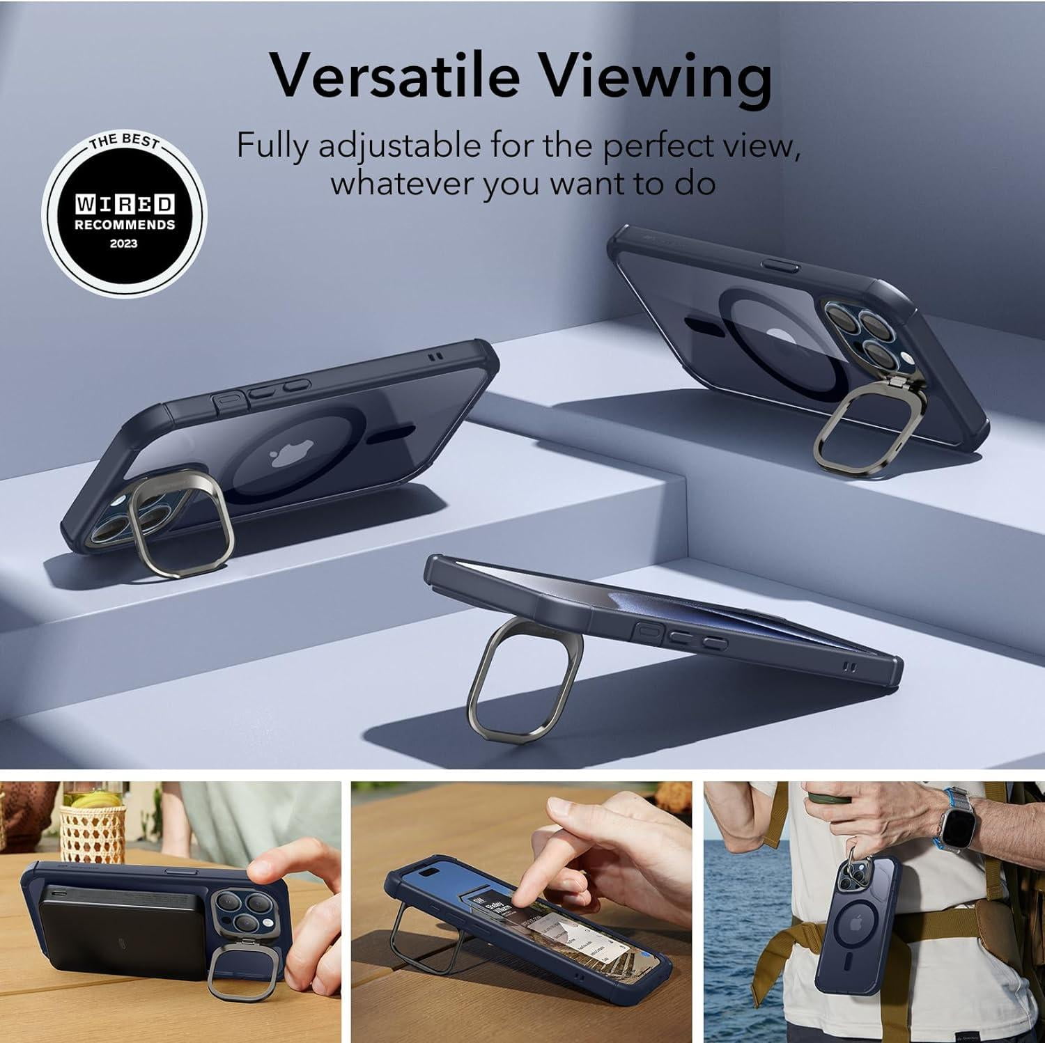 ESR Shockproof MagSafe Bumper Cell Phone Case with Tempered Glass for Apple iPhone 15 Pro Max