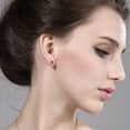 thumbnail image 2 of Gem Stone King 1.86 Ct Pink Created Sapphire E-F Lab Grown Diamond 18K Yellow Gold Plated Silver Earrings, 2 of 4
