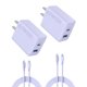 thumbnail image 1 of Cargador Anker para iPhone 16, 20 W, USB C, paquete de 2 con 2 cables, color morado, 1 of 8