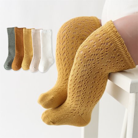 

5 Colors 0-24M Baby Girls Boys Srocking Elastic Hollowed Solid Soft Lightweight Knee Socks