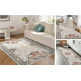 thumbnail image 4 of EastVita Area Rugs Carpets Washable Oriental Area Rug 5'*7' Boho Rugs for Living Room Soft Waterproof Floral Distressed Indoor Soft Foldable Floor Carpets,Yellow Red Yellow Red 5*7ft, 4 of 6