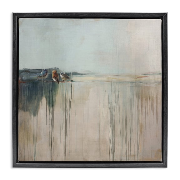 Stupell Industries Drips And Feathers Abstract Black Framed Floater Canvas Wall Art, design by Svetlana Aleynikova