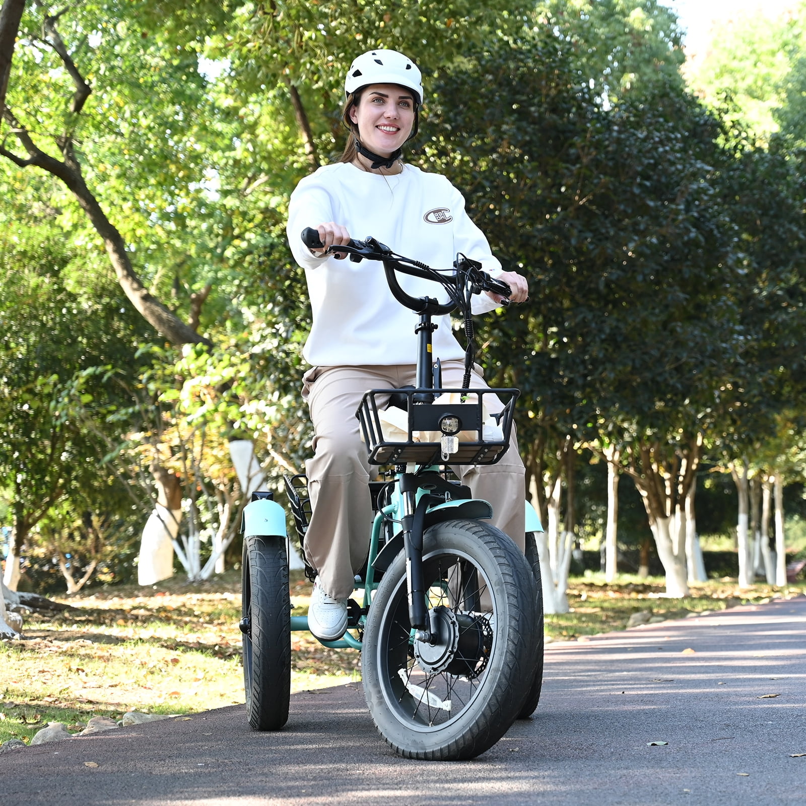 20" x 4" Fat Tire Electric Tricycle for Adult, 7 Speeds Electric Trike 48V 500W Motorized Tricycle , Electric Three Wheels Bicycle for Senior, Aluminum Frame & Rear Basket ,16mph