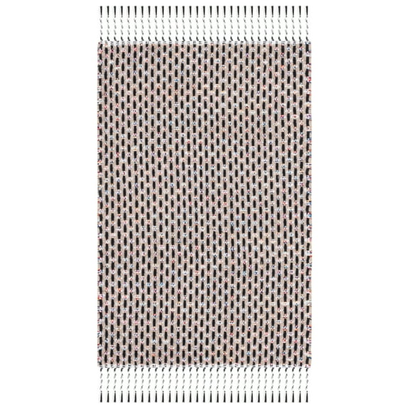 SAFAVIEH Montauk Annie Geometric Cotton Area Rug, Beige/Black, 4' x 6'