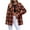 Orange, variant on Otntypg Womens Plus Size Flannel Plaid Shirts Roll Up Long Sleeve Casual Collared Button Down Shacket Jacket Shirt Loose Blouse Top with Pockets Khaki XXL