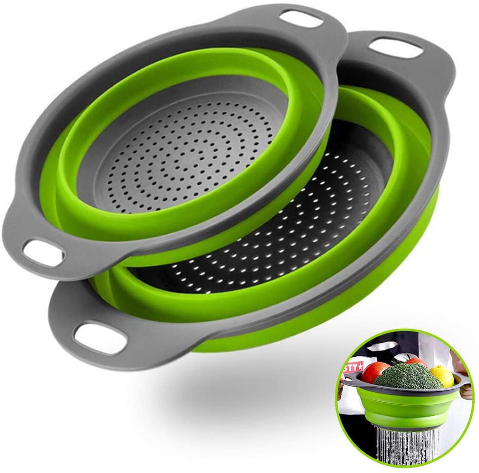 Collapsible Colander With Extendable Handles Easily Drains Fruits & Vegetables 