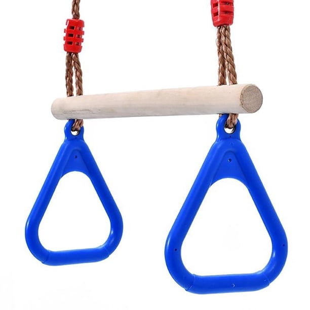 LoggyLand Trapèze En Bois Avec Anneaux De Gymnastique – Longueur 58 Cm – Corde 150 Cm