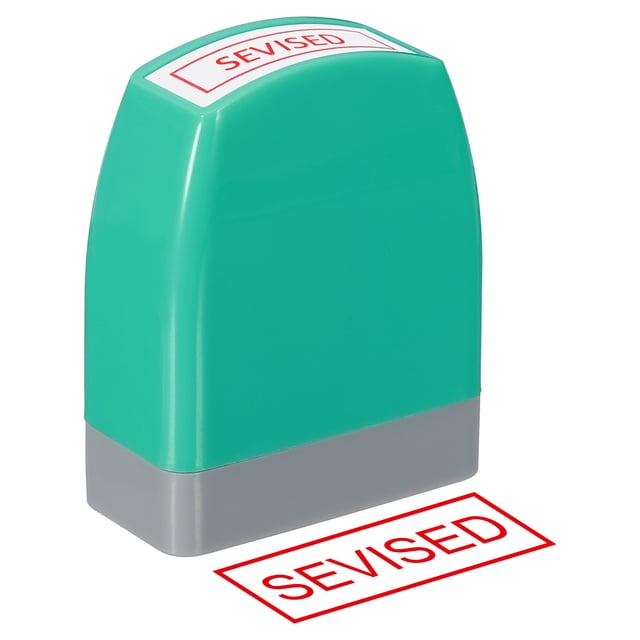 Sevised Notice Stamp Self Inking Red Ink Office Stamps Pre Inked Message Stamp Refillable Business Stamp, Green
