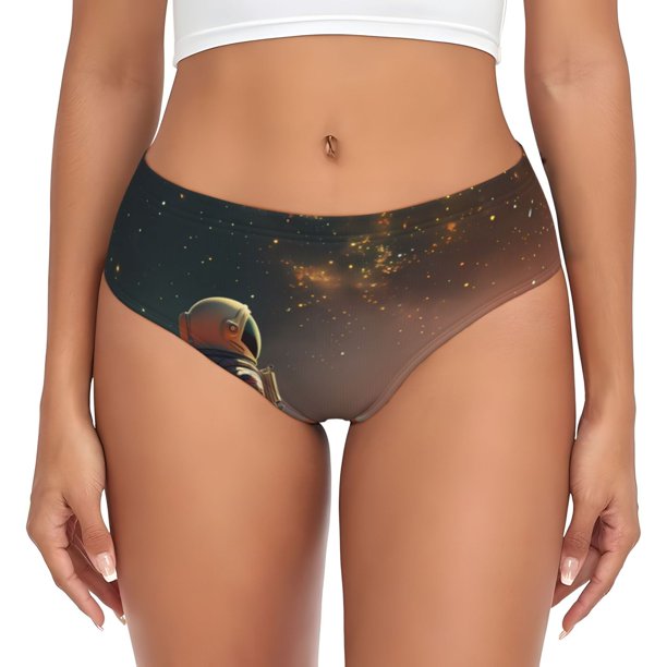Fotbe Astronaut On Mars A Calzones Estampados para Mujer – Ropa Interior de Algodón, Cómoda, Suave y Elástica-3X-Large
