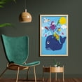 thumbnail image 2 of Whale Wall Art with Frame, Marine Gang Octopus Crab Turtle Seahorse Pacific Sun Underwater Ocean Playroom Design, Printed Fabric Poster for Bathroom Living Room, 23" x 35", Multicolor, by Ambesonne, 2 of 2