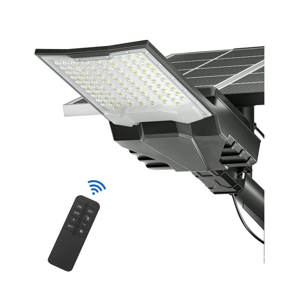 BJSUC Solar Street Lights Outdoor, Commercial Parking Lot Light Dusk to Dawn Flood Lights Lamp for Yard, Road, Garages