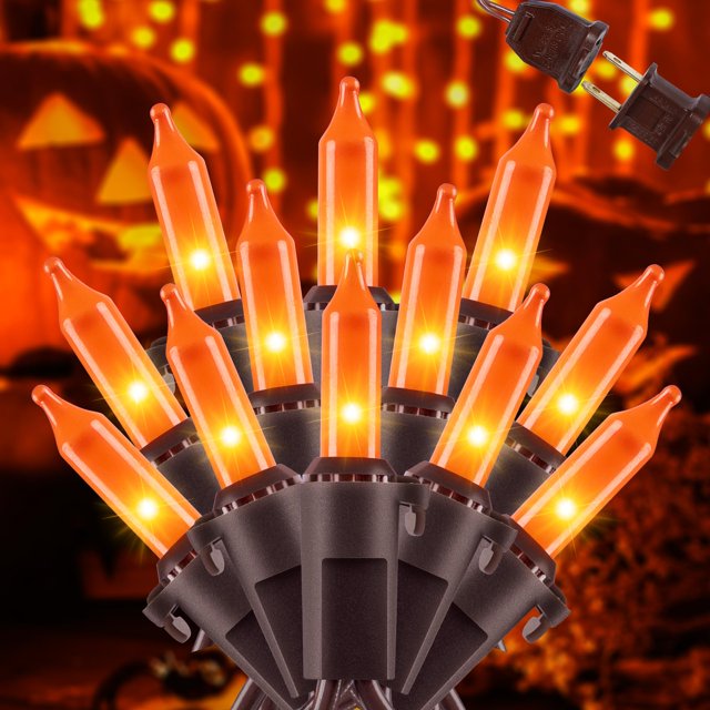 Cadena de luces navideñas YOUNGAR, naranja, 13 pies y 50 miniluces