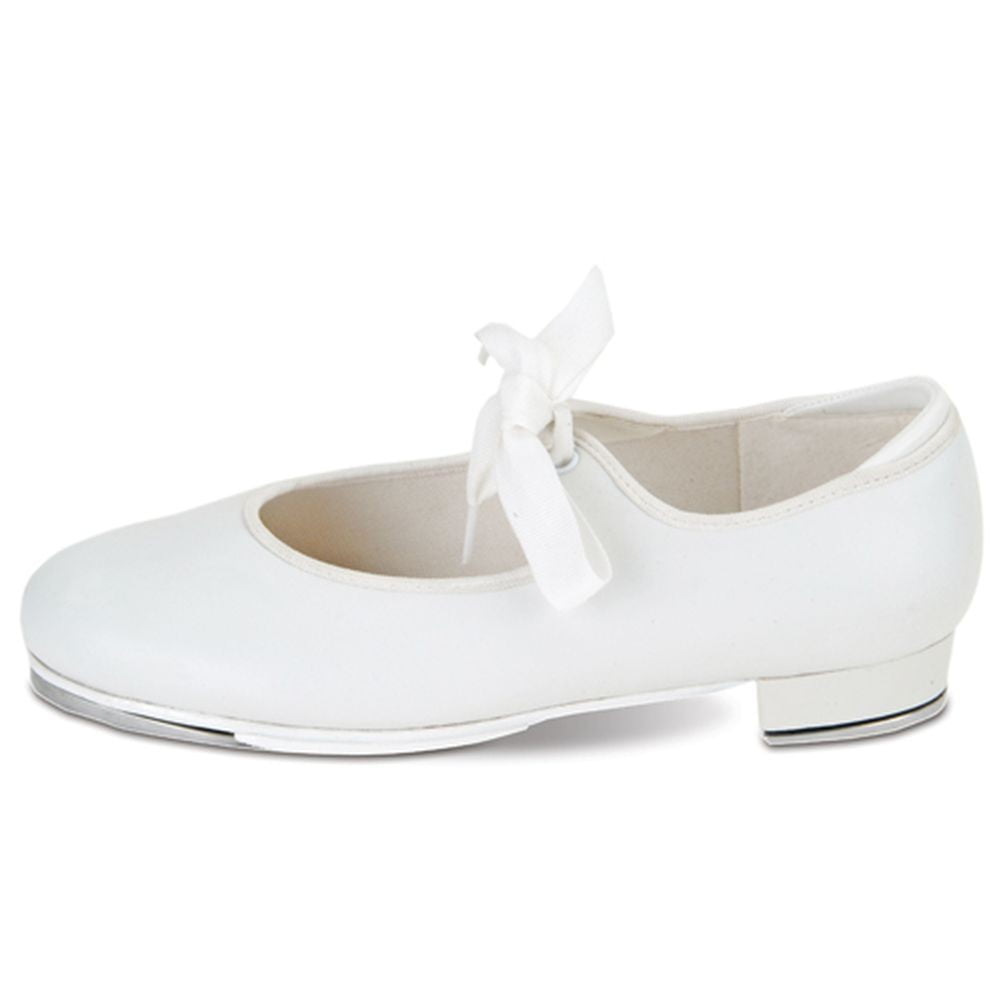 Danshuz Little Girls Size 1 White Patent Grosgrain Ribbon Tap Shoes