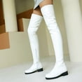 thumbnail image 2 of Thigh High Boots for Women 2025 Winter Fall Black White Leather Chunky Low Heel over The Knee Long Tall Boots, 2 of 5