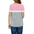 thumbnail image 2 of Langwyqu Girls Casual Short Sleeve T Shirts Children Color Block Stripe Tee Size 4-15 Years, 2 of 5
