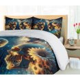 thumbnail image 4 of Ambesonne Trippy Duvet Cover Set, Goth Romance Lovers Space, Queen, Sea Blue Dark Yellow, 4 of 5