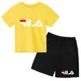 thumbnail image 5 of Conjunto de 2 piezas de camiseta y pantalones cortos con letras de marca de moda de verano para niños y niñas de 3 a 13 años, top informal de manga corta, conjunto deportivo Sunshine, 5 of 5