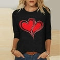 thumbnail image 1 of RKSTN Valentines Gifts 3/4 Length Sleeve Womens Tops Oversized Crewneck Valentine's Day Graphic Printed Short Sleeve T Shirt Womens Casual Round Neck Loves Heart Print Three Quarter Sleeve Shirts, 1 of 6