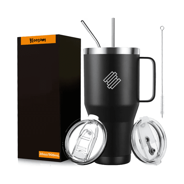 Vasos Térmico Bloosom 30oz Termo Taza Acero Inoxidable Botellas Agua Negro