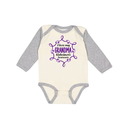 

Inktastic I Love My Grandma Alzheimer s Awareness with Purple Hearts Gift Baby Boy or Baby Girl Long Sleeve Bodysuit