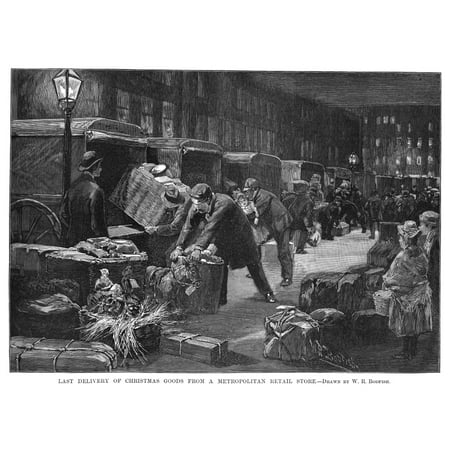 Christmas Retail Stores New York Delivery Trucks NLast Delivery Of Christmas Goods From A Metropolitan Retail Store Engraving American 1890 Rolled Canvas Art - (24 x 36) ()