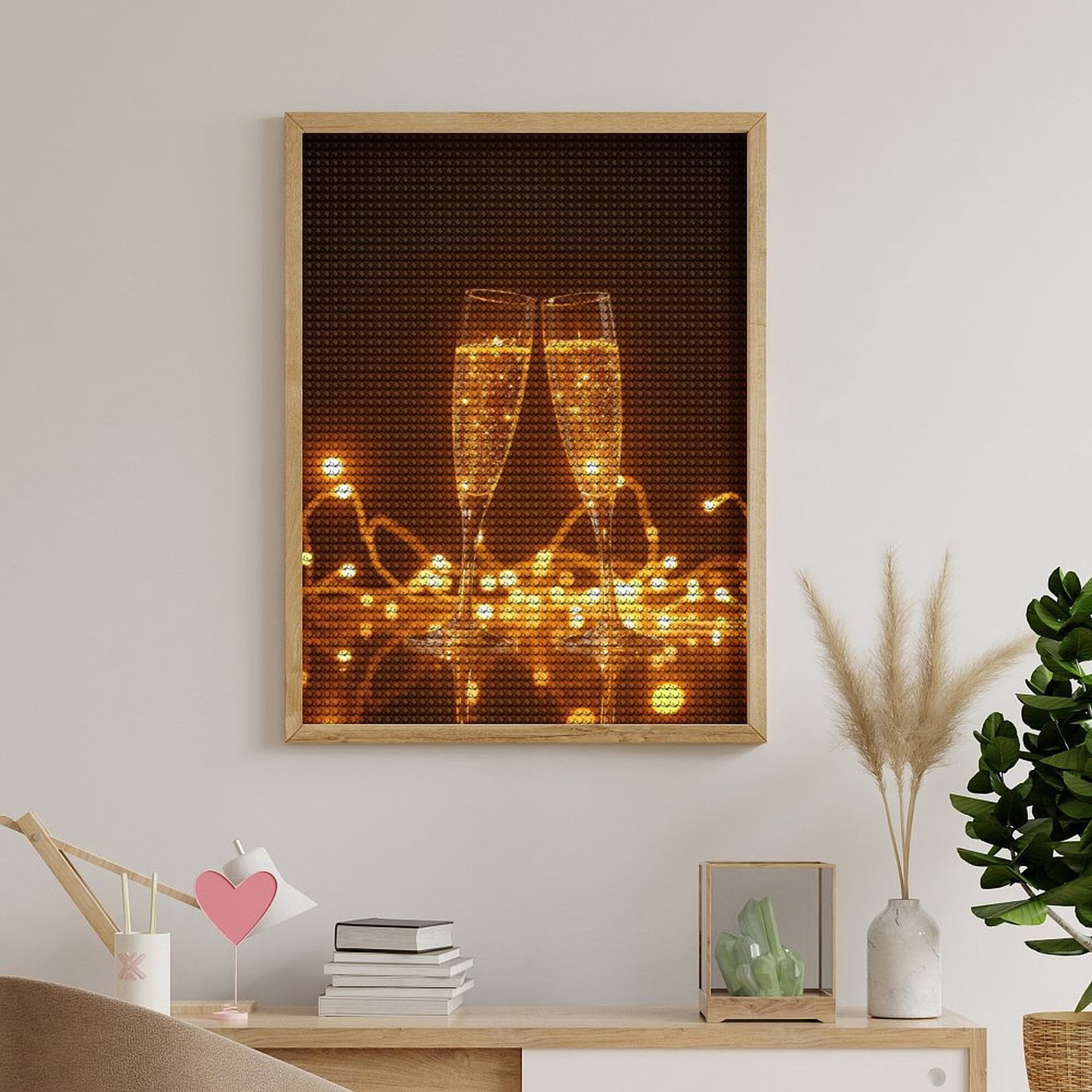 Diamond Art Kits for Adults, Celebration Glasses String Lights 5D Diamond Painting Kits for Adults Beginners, DIY Full Drill Diamond Painting, Gem Art and Crafts 12x16