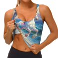 thumbnail image 3 of Pofeuu Dolphin Rainbow Horse Print Sports Bra for Women Sexy Vest Yoga Running Gym Fitness Crop Bras Tops-Medium, 3 of 8