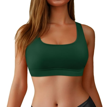 Womens Push Up Bikini Top Racerback Sports Swim Bra High Neck Black Workout Bathing Suit Padded Swimwear Top Only Green M