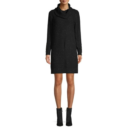 Time and Tru Cowl Neck Dress with Button Detail Women's