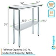 thumbnail image 3 of AmGood 14 in. x 36 in. Stainless Steel Table | Metal Utility Kitchen Prep Work Table | NSF, 3 of 9